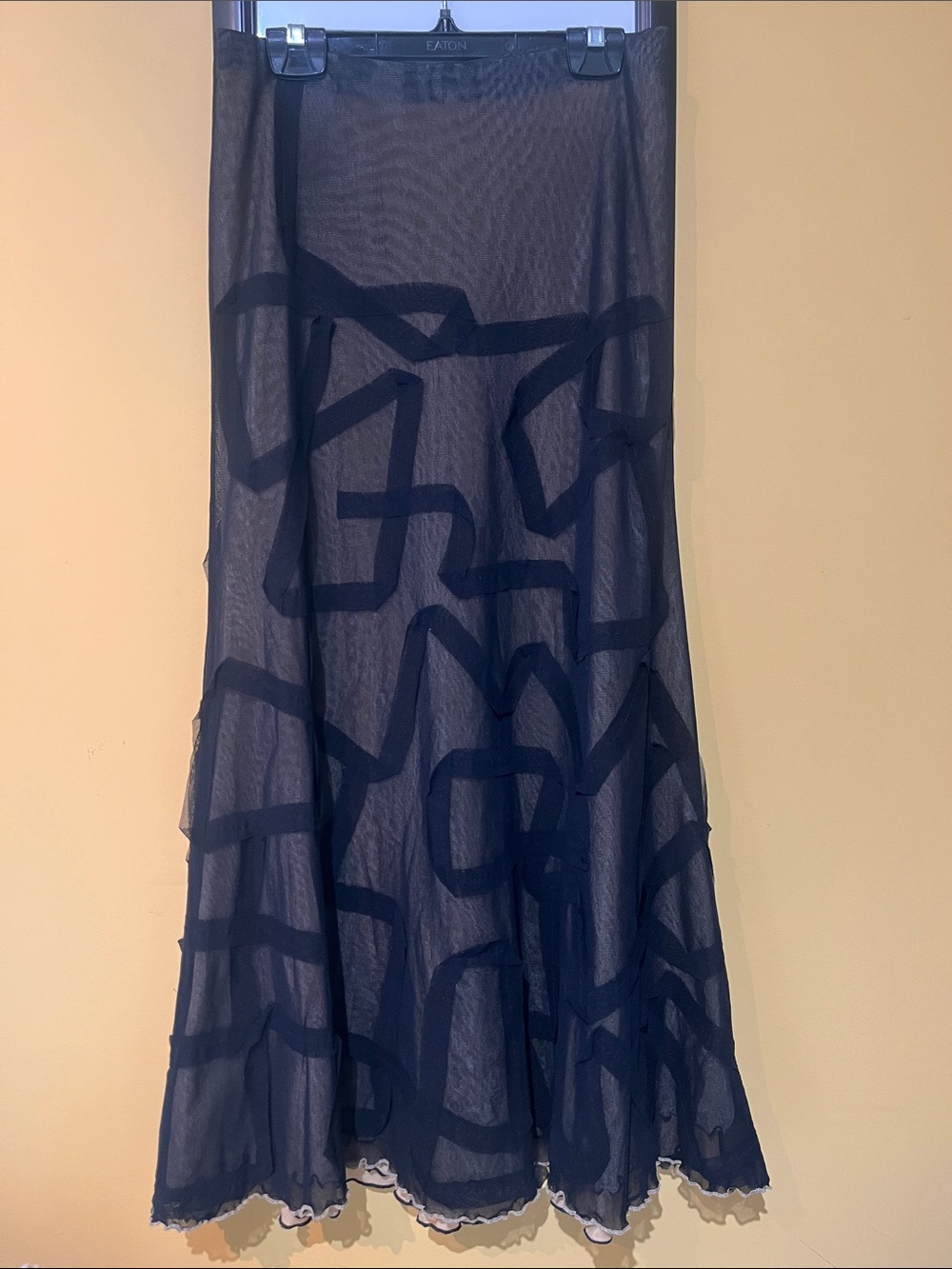 Vintage Y2K Shirt Passion Italia Black Geometric Sheer Mesh Maxi Skirt